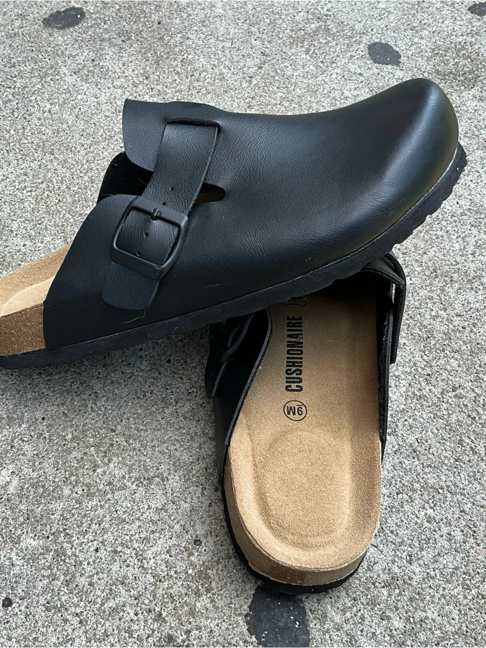 Men's Black Cushioned Slip-On Clog with Adjustable Buckle